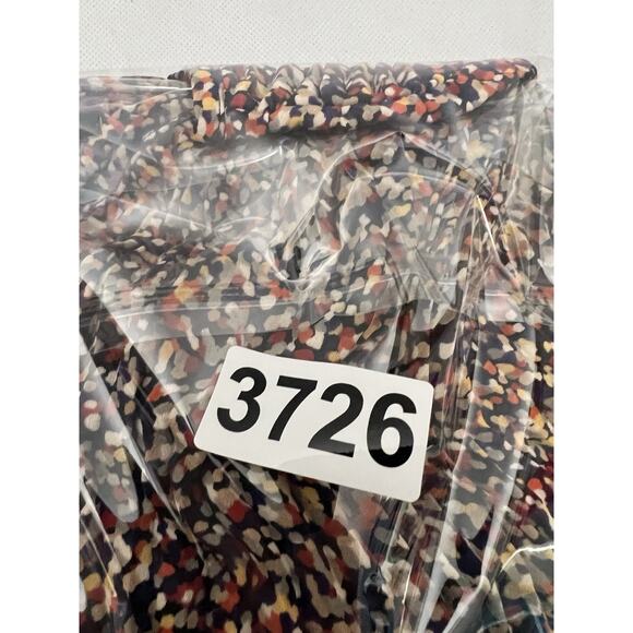 J. Jill Women's Multi-Colored Button-Front Long-Sleeved Pleated Crewneck Dress - Picture 9 of 9